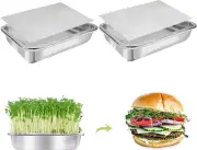 2-Tier Stainless Steel Sprouts Growing Kit Trays, 10.4 Inch Microgreens Tray