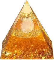 ZHIYUXI 2.4" Citrine Crystals and Healing Stones Yellow Healing Crystals Orgone Pyramid for Attracts Lucky Gifts for Women Men Home Decor Gemstones Energy Balance Reiki
