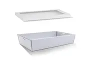 10 x Large White Disposable Catering Grazing Boxes Trays With Clear Frame Lids