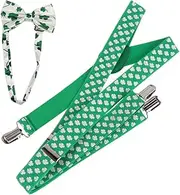 [JEWEDECO] Printing Bow Tie Suspenders Party Dress up Patricks Day Accessory Party Supplies Set