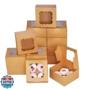 Bakepacker 100pcs Kraft Cookie Boxes 6x6x3 inches Easy Assemble Macaroon Past