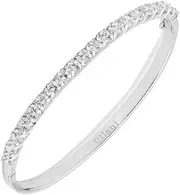 [Ellani] Sterling Silver Cubic Zirconia Hinged Bangle, 3.5mm Width, White