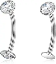[Lantine] G23 Titanium Belly Button Rings Set 14g Curved Barbell Long/Short Navel Ring Round Cz Cute Navel Piercing Jewelry 6-14mm