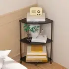 Book Small Corner Shelf, 3 Tier Corner Bookshelf Display 3-tier Marble Black