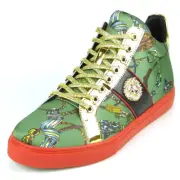 FI-2385 Green Gold Lace up High top Sneaker Encore by Fiesso