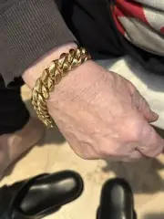 316L Stainless Steel Miami Cuban Link Heavy Yellow GP Bracelet Thick