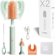 QIUXQIU Electric Bottle Brush Baby Bottle Brush Nipple Brush Straw Cleaner Brush,Rechargeable Battery Electric Baby Bottle Cleaner,for Pregnant Women and New Mom (Blue)