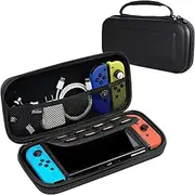 ProCase Carrying Case for Nintendo Switch & Switch OLED with 8 Game Card Slots, Hard Portable Travel Bag Protective Pouch for Nintendo Switch Console and Accessories -Black