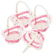 4 Pcs Cubes Small Baskets with Handles Mini Woven Flower Micro Scene