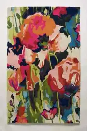 Doormat 2' x 3' Brilliant Poppies Hand Tufted ANTHROPOLOGIE Wool Carpet