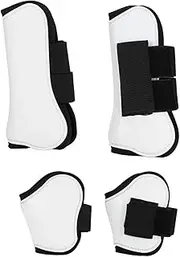 EVTSCAN 4PCS White Horse Boot Wrap, Front Back Leg Guard Horse Leg Boot, PU Shell Horse Boot Wrap, White Boot Wrap Protector for Horse