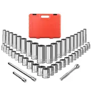 47-Piece 3/8 Drive Socket Wrench Set, Standard SAE (1/4-7/8 inch) & Metric (6...