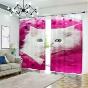 Cat Red Yarn Dress 3D Curtains Blockout Photo Printing Curtains Drape Fabric