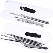ERINGOGO 2Sets Stainless Steel Ear Wax Remover Kit Professional Ear Cleaning Tools Safe Comfortable Ear Wax Spoon Durable for Adults Convenient Ear Care