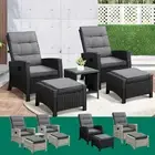 Livsip Outdoor Recliner Chairs Sun Lounger Wicker Sofa Patio Furniture Setting
