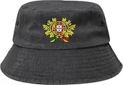 [Generic] Portugal Coat of Arms Bucket Hat Portugal National Emblem Cowboy Denim Fisherman Hat Portuguese Sun Cap