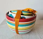 Set of 3 Colorful Floral Deep Nesting Prep Bowls by Boston Warehouse Flowers NEW