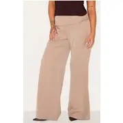 Plus Sand Tailored Design Fold Over Pants, Sand