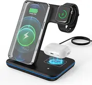 Minthouz Wireless Charger, 15W iPhone Charging Station for Multiple Devices iPhone Watch, AirPods, 3IN1 Wireless Charger Stand Compatible with iPhone 15/14/13/12/11 (with Adapter)
