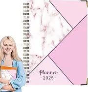 Byeaon Weekly Work Schedule Planner - Marbled Daytimer Planner 2025,Jan-Dec Double Wire Binding Thick Paper Book Planner For Goal Setting 6.2X8.5 Inches