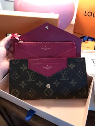 LV 正品女用皮夾含卡片夾與零錢包三用