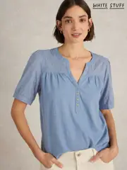 White Stuff Blue Ellie Broderie Top (F48292) | $90