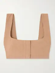 [Le Kasha] Le Kasha - Jirja Cropped Linen Top - Sand - large large Neutrals