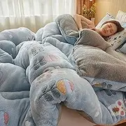 XHCTNN Blue and White Comforter Confort Set Queen - Cream Comforter Full Thick and Warm- Comforters Queen Size Fluffy - Corchas Cobijas para Cama Queen(G,79 * 91" /4.0kg)