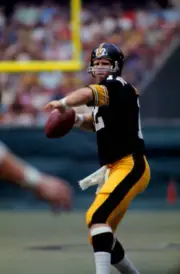 Pittsburgh Steelers QB Terry Bradshaw in action, pass vs San - 1971 Old Photo