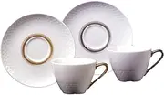 [Noritake] P5389L/1605-6 Cup & Saucer (Pear Set) (Both Coffee & Tea), 7.1 fl oz (210 cc), 2 Guests, Gold, Silver, Fine Porcelain