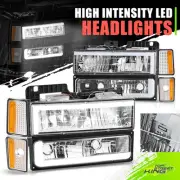 LED Headlight+Signal+Amber Corner Lamp w/ C-Style DRL for Chevy C/K 88-93 Chrome (for: Chevrolet)