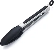 Premium Stainless Steel Locking Kitchen Tongs with Silicon Tips 23cm/9", Berglander Heavy Duty Good Locking Food Tongs Non-Slip Grip Cooking Tong