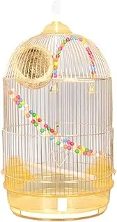 Bird Supplies Bird Carrier Parrot Cage Budgerigar Electroplating Process Oval Large Cage Metal Stainless Steel Bird Cage Indoor and Outdoor Use Bird Playground