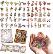 180 Pcs Pink Purple Fairy Stickers Vintage Flower Stickers for Journaling Transparent Botanical Butterfly for Junk Journal Supplies DIY Bullet Crafts Diary Planner Laptop Envelope Album Notebook