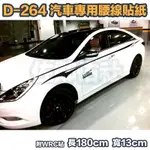 免運熱銷 D-264 汽車貼紙拉花 腰線貼 + WRC車貼 長180CM  亮黑/白色 兩色 BENZ BMW 全車系通