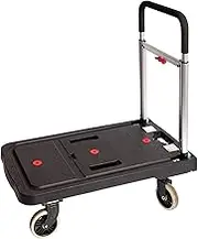 Car End Pipes 1 Pack Foldable Dolly Cart, Platform Hand Truck with Wheels, 300 Lbs Heavy Hand Truck(300 LB 1 Pack)