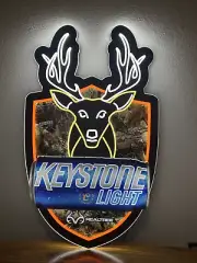 KEYSTONE LIGHT DEER HUNTING LED BEER SIGN MAN CAVE GARAGE DECOR LIGHT REALTREE