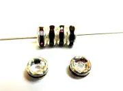 6 Pcs ~ 6mm ~ AMETHYST PURPLE ~ SILVER RONDELLES ~ SWAROVSKI CRYSTAL BEADS