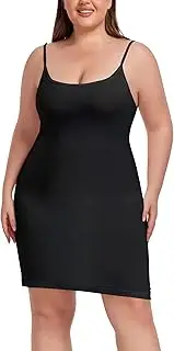 [Papicutew] Women's Plus Size Full Slip for Under Dresses Adjustable Spaghetti Strap Cami Nightgown