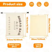 2 Pcs Beeswax Bread Bags Reusable Sourdough Bread Bags with Beewax Lining jekoc