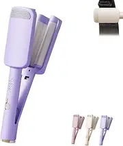 Hair Waver Crimper, Curling Iron Hair Crimper Waver, 4-Speed Temperature Adjustable Ionic Deep Curler Tool with Ceramic 3 Barrel, for Women, Commuting, and Travel (Purple)