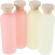 LABRIMP 4Pcs Refillable Travel Bottles Body Wash Dispenser with Flip Cap Lightweight Plastic Containers for Shampoo Conditioner Lotion for Men and Women Travel