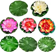 Alipis 1set Lily Pads Artificial Floating Lotus Leaves Realistic Pool Decoration for Aquariums Fountains Home Decor Green Pink White