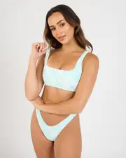 [Roxy] Roxy Women's Beach Bum Check Bralette Bikini Top in Blue Size Small S Blue