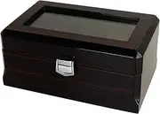 Wooden Watch Box 3 Slots Watch Case with Pillow Classic Glass Topped Wooden Watch Display Case Watch Organizer (Dark Brown silver) FANDIAO