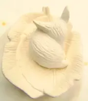 Ready To Painted Ceramic Bisque --- Sleeping Fawn Deer on Leaf Bed 4" by 3"