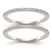 14k White Gold Real Diamond Set of 2 Wedding Bands