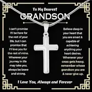 [Mapileng] To My Grandson Necklace From Grandma Cross Chain With Message Card And Gift Box, Grandson Gifts From Grandma, Grandson Birthday, Christmas Gifts From Grandma Present For Grandson From Grandma