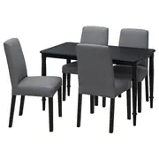 DANDERYD / BERGMUND table and 4 chairs, black/Gunnared medium grey, 130 cm