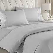 King Size Bedding Set Grey - Kingsize Duvet Cover Set 3 PCS With Pillowcases - Ultra Soft Anti Allergic Non Iron Luxury Microfiber Monument Grey